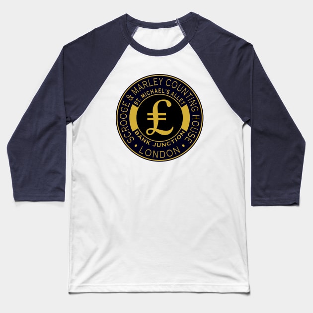 Scrooge and Marley Counting House Baseball T-Shirt by Lyvershop